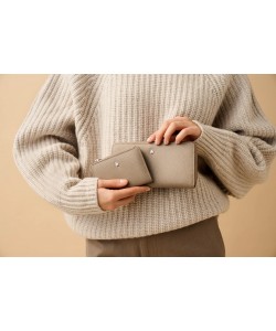 ZIPPO SIGNATURE MEDIUM КОЖАНЫЙ ЖЕНСКИЙ КОШЕЛЕК НА МОЛНИИ, Taupe
