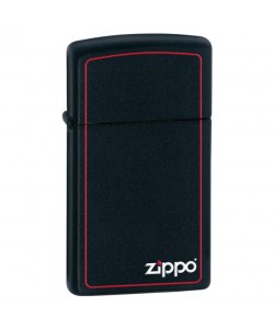 Zippo Lighter 1618ZB Slim® Black Matte with Red Border