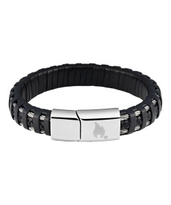 Zippo Steel Braided Leather Bracelet 20 cm