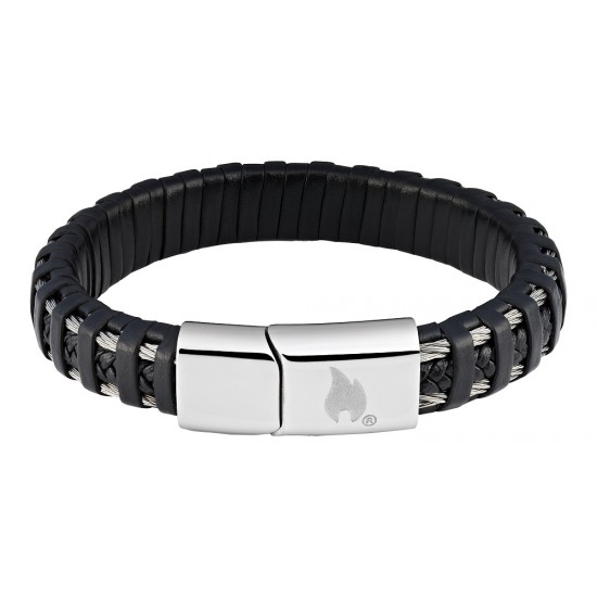 Zippo Steel Braided Leather Bracelet 22 cm