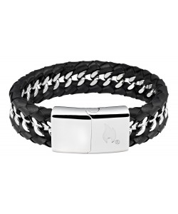 Zippo Steel Braided Leather Bracelet 22 cm