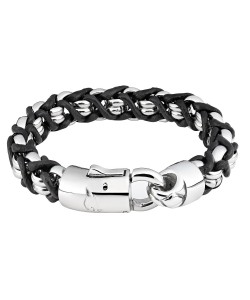 Zippo Steel Braided Leather Bracelet 20 cm