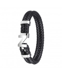 Zippo Steel Braided Leather Bracelet 22 cm