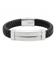Zippo Steel Braided Leather Bracelet 22 cm