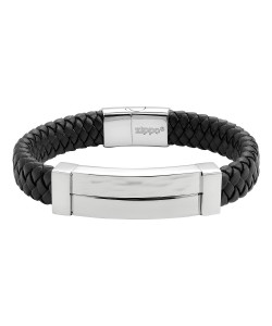 Zippo Steel Braided Leather Bracelet 22 cm