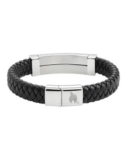 Zippo Steel Braided Leather Bracelet 22 cm