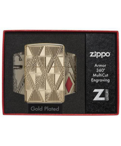 Zippo Lighter 29671 Armor®  Luxury Diamond Design  High Polish Gold Plated
