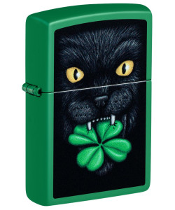 Zippo Lighter 46721 Lucky Cat Clover Design
