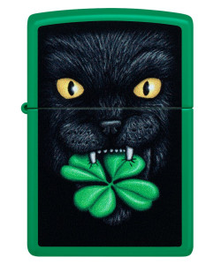 Zippo Lighter 46721 Lucky Cat Clover Design