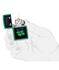 Zippo Lighter 46721 Lucky Cat Clover Design