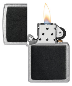 Zippo Lighter 46778 Black Leather Emblem