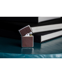 Zippo Lighter 46782 Brown Leather Emblem