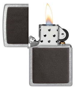 Zippo Lighter 46782 Brown Leather Emblem