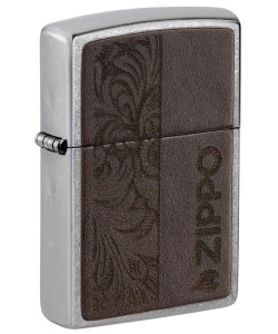 Zippo Lighter 46920 Brown Leather Emblem