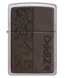 Zippo Lighter 46920 Brown Leather Emblem