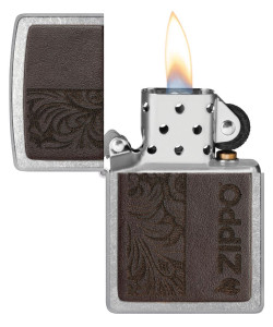 Zippo Lighter 46920 Brown Leather Emblem