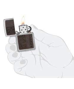 Zippo Lighter 46920 Brown Leather Emblem