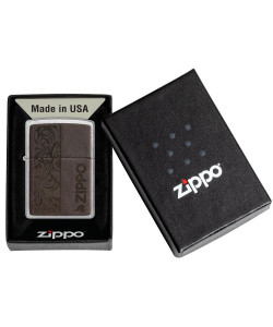 Zippo Lighter 46920 Brown Leather Emblem