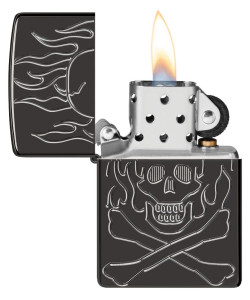 Zippo Lighter 46930 Armor® Flaming Skull Design Zippo Lighter 46930 Armor® Flaming Skull Design