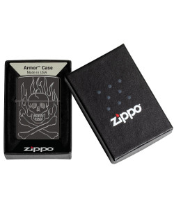 Zippo Lighter 46930 Armor® Flaming Skull Design Zippo Lighter 46930 Armor® Flaming Skull Design