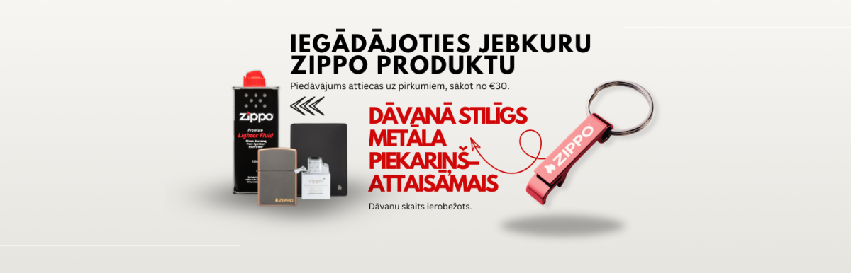 При покупке любого продукта Zippo – в подарок стильный металлический брелок-открывашка.