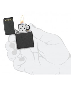 Zippo Lighter 236ZL Classic Black Crackle® Zippo Logo