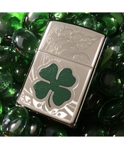 Zippo Lighter 24699 Clover High Polish Chrome Design