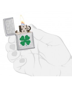 Zippo Lighter 24699 Clover High Polish Chrome Design