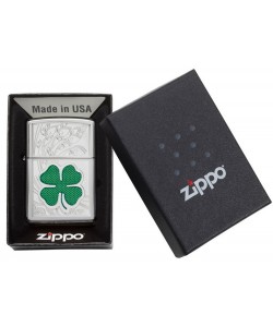 Zippo Lighter 24699 Clover High Polish Chrome Design