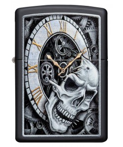 Zippo Lighter 29854 Skull Clock Design