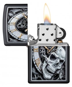 Zippo Lighter 29854 Skull Clock Design