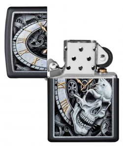 Zippo Lighter 29854 Skull Clock Design