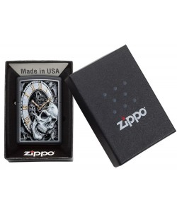 Zippo Lighter 29854 Skull Clock Design