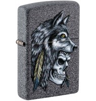 Zippo Lighter 29863 Wolf Skull Feather Design