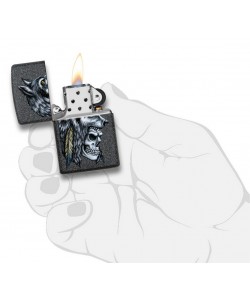 Zippo Lighter 29863 Wolf Skull Feather Design