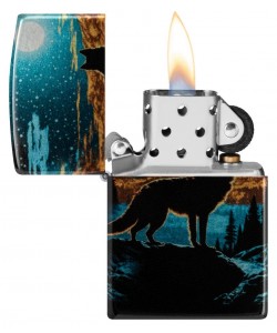 Zippo Lighter 46252 Moonlight Wolf Design