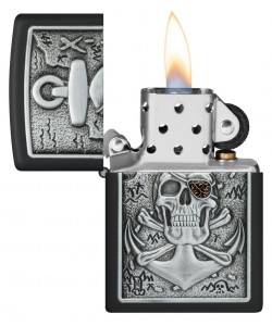Zippo Lighter 48122 Skull Anchor Emblem