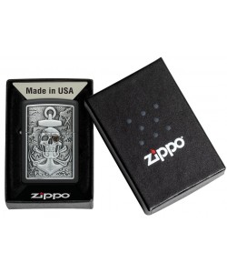 Zippo Lighter 48122 Skull Anchor Emblem