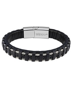 Zippo Steel Braided Leather Bracelet 20 cm