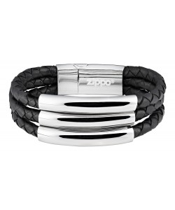 Zippo Steel Braided Leather Bracelet 22 cm