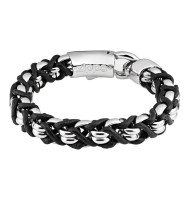 Zippo Steel Braided Leather Bracelet 20 cm