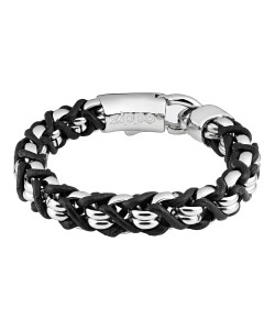 Zippo Steel Braided Leather Bracelet 20 cm